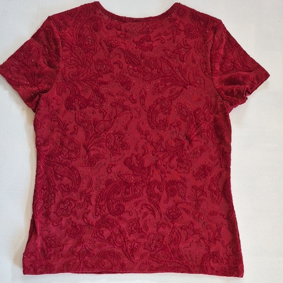 Jaclyn Smith Bold Red Elegant Short Sleeve Blouse - Picture 5 of 5